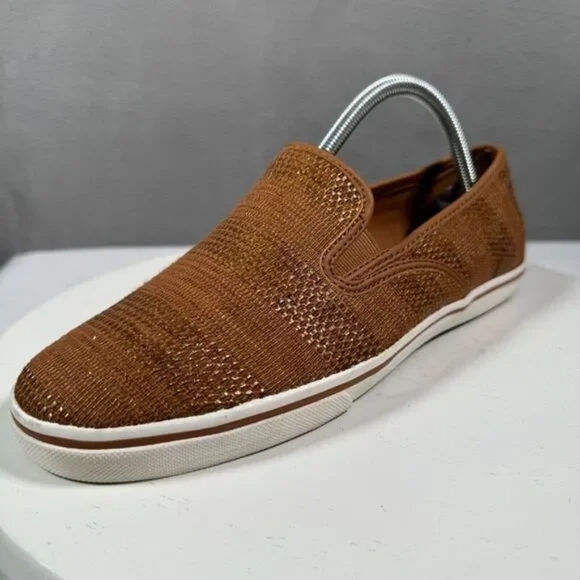Lauren Ralph Lauren Janis Brown Slip On Sneaker Womens 9B Brown Woven Straw Look - Picture 1 of 10